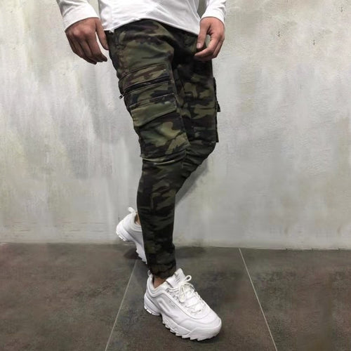 2019 New Men's Pants Army Green Camouflage Slim Long Pants Patchwork Casual Jeans Men Streetwear Clothes