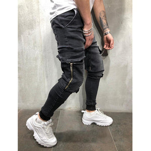 Men Clothes Hip Hop Sweatpants Skinny Motorcycle Denim Pants Zipper Designer Black Jeans Mens Casual Men Jeans Trousers