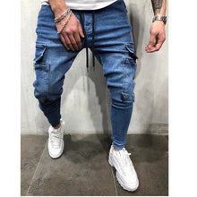 Load image into Gallery viewer, Men Clothes Hip Hop Sweatpants Skinny Motorcycle Denim Pants Zipper Designer Black Jeans Mens Casual Men Jeans Trousers