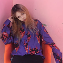 Load image into Gallery viewer, Harajuku Shirt blusas Female ulzzang long sleeve women blouse spring autumn loose gothic Devil print blouses Korean womens tops