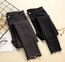 Load image into Gallery viewer, Skinny stretch jeans for women, black denim pants, 2019 spring and autumn small feet pencil pants