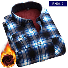 Load image into Gallery viewer, 2019 large size 5XL Autumn Men shirts Winter Warm Plush Slim Long Sleeve Shirts fashion slim casual plaid man Social shirt