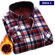 Load image into Gallery viewer, 2019 large size 5XL Autumn Men shirts Winter Warm Plush Slim Long Sleeve Shirts fashion slim casual plaid man Social shirt