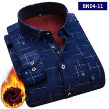 Load image into Gallery viewer, 2019 large size 5XL Autumn Men shirts Winter Warm Plush Slim Long Sleeve Shirts fashion slim casual plaid man Social shirt