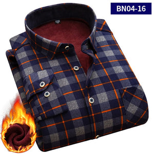 2019 large size 5XL Autumn Men shirts Winter Warm Plush Slim Long Sleeve Shirts fashion slim casual plaid man Social shirt