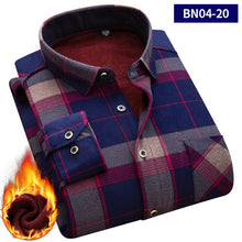 Load image into Gallery viewer, 2019 large size 5XL Autumn Men shirts Winter Warm Plush Slim Long Sleeve Shirts fashion slim casual plaid man Social shirt