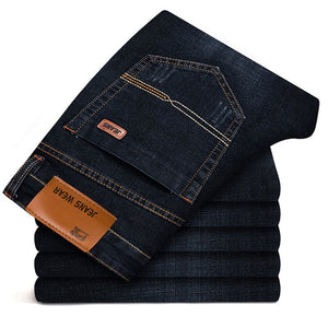 Business Casual Stretch Slim Jeans New Men's Brand Fashion Jeans 80s Classic Trousers high-grade Denim Pants dropshipping