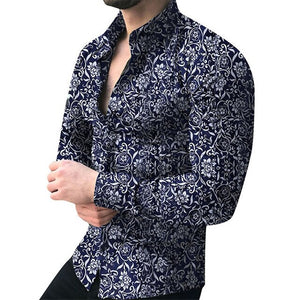 Men Shirt Long Sleeve Top 2019 Floral Male Blouse Casual Shirts Summer Autumn Shirts hawaiian Men Clothes camisa masculina