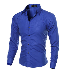 2019 Fashion Men Luxury Casual Formal Shirt Wedding Party Decent Long Sleeve Slim Fit Tops Business Office Work Outwear Shirts