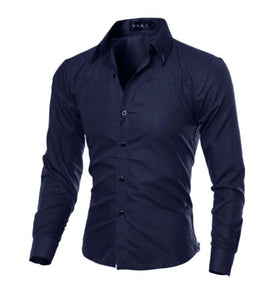 2019 Fashion Men Luxury Casual Formal Shirt Wedding Party Decent Long Sleeve Slim Fit Tops Business Office Work Outwear Shirts