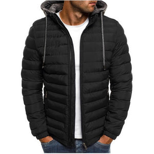 HEFLASHOR Men Lightweight Windproof Warm Packable Casual Jacket Hooded Coat Causal Zipper Parka Clothes Streetwear Men Coat