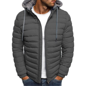 HEFLASHOR Men Lightweight Windproof Warm Packable Casual Jacket Hooded Coat Causal Zipper Parka Clothes Streetwear Men Coat