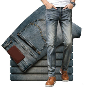 Brand Jeans Retro Nostalgia Straight Denim Jeans Men Fashion Men Long Trousers Loose Trend Business Casual Pants Men Clothes