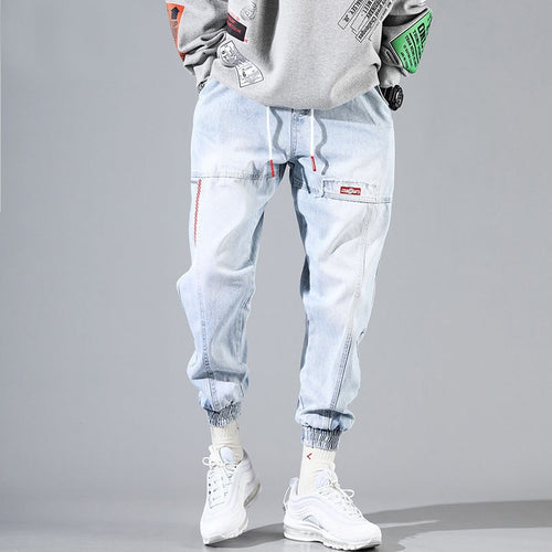 Hip Hop Streetwear Harem Jeans Pants Men Loose Joggers Denim Casual Sweatpants Korea Ankle length Trousers