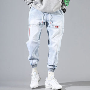 Hip Hop Streetwear Harem Jeans Pants Men Loose Joggers Denim Casual Sweatpants Korea Ankle length Trousers