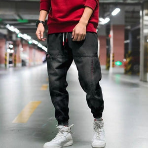 Hip Hop Streetwear Harem Jeans Pants Men Loose Joggers Denim Casual Sweatpants Korea Ankle length Trousers