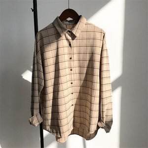 Loose cotton Checkered plaid College blouses shirt 2020 Cage female long sleeve Casual women Blouse shirt office lady tops