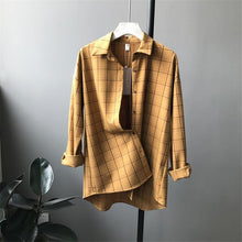 Load image into Gallery viewer, Loose cotton Checkered plaid College blouses shirt 2020 Cage female long sleeve Casual women Blouse shirt office lady tops