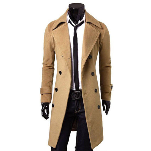 New Spring Autumn Winter Men's Trench Coat Warm Thicken Jacket Woolen Peacoat Long Overcoat Tops Mens Windbreaker Jackets