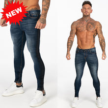 Load image into Gallery viewer, GINGTTO Jeans Men Elastic Waist Skinny Jeans Men 2020 Stretch Ripped Pants Streetwear Mens Denim Jeans Blue