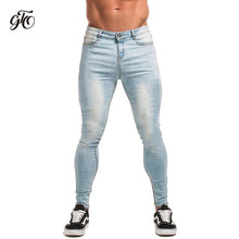 Load image into Gallery viewer, GINGTTO Jeans Men Elastic Waist Skinny Jeans Men 2020 Stretch Ripped Pants Streetwear Mens Denim Jeans Blue