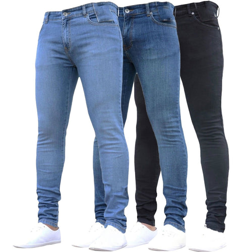 Skinny Jeans Men Pure Color Denim Cotton Vintage Wash Hip Hop Work Trousers Pants S-4XL Plus Size Winter Autumn jeans homme