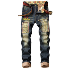 Load image into Gallery viewer, Denim Designer Hole Jeans High Quality Ripped for Men Size 28-38 40 2019 Autumn Winter Plus Velvet HIP HOP Punk Streetwear