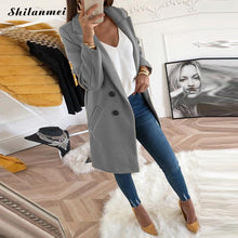 Load image into Gallery viewer, 2018 New Women Long Sleeve Turn-Down Collar Outwear Jacket Wool Blend Coat Casual Autumn Winter Elegant Overcoat Loose Plus Size