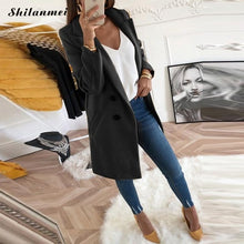 Load image into Gallery viewer, 2018 New Women Long Sleeve Turn-Down Collar Outwear Jacket Wool Blend Coat Casual Autumn Winter Elegant Overcoat Loose Plus Size