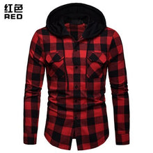 Load image into Gallery viewer, New 2019 Shirt Men Spring Hot Sale Quality Plaid Shirts Hooded Outwear Long Sleeve Casual Male Chemise Homme EU Size S-XXL