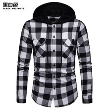 Load image into Gallery viewer, New 2019 Shirt Men Spring Hot Sale Quality Plaid Shirts Hooded Outwear Long Sleeve Casual Male Chemise Homme EU Size S-XXL