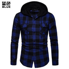 Load image into Gallery viewer, New 2019 Shirt Men Spring Hot Sale Quality Plaid Shirts Hooded Outwear Long Sleeve Casual Male Chemise Homme EU Size S-XXL