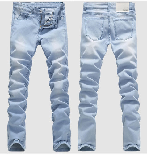 Blue Skinny Jeans Men Spring Summer Stretch Slim Jean Pants High Quality Men Cotton Casual Denim Jeans Long Jean Pants Size 36