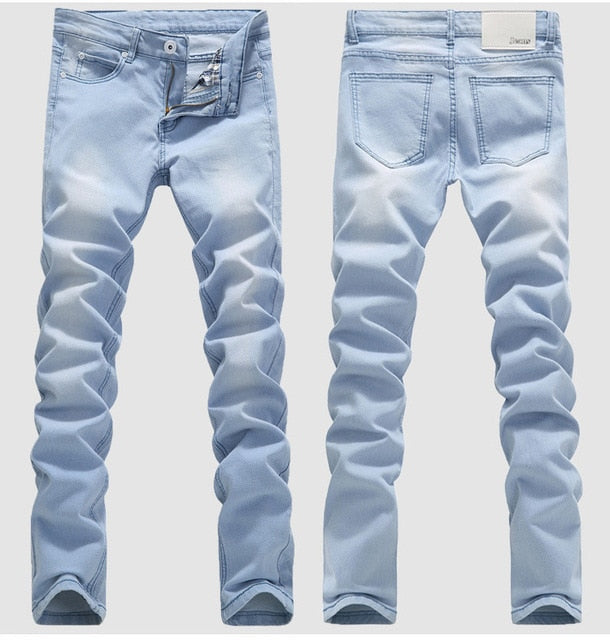 Blue Skinny Jeans Men Spring Summer Stretch Slim Jean Pants High Quality Men Cotton Casual Denim Jeans Long Jean Pants Size 36