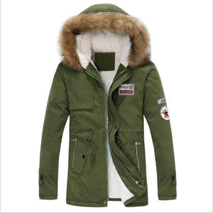 jacket men 2019 new men's thick warm winter down coat long fur collar army green men parka Fleece cotton coat jacket parka men