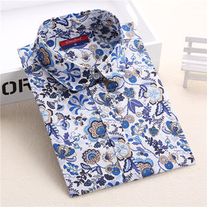 Dioufond Plus Size Shirt Women Cotton Blouse Fashion Long Sleeve Ladies Tops Floral Print Women Blouses Casual Female Shirt 5XL