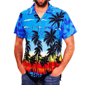 2019 Fashion Men's Casual Button Hawaii Print Beach Short Sleeve Quick Dry Top Blouse M-3XL hawaiian shirt streetwear