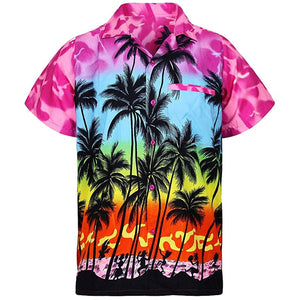 2019 Fashion Men's Casual Button Hawaii Print Beach Short Sleeve Quick Dry Top Blouse M-3XL hawaiian shirt streetwear