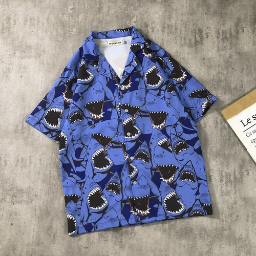 OSCN7 2019 Casual Printed Short Sleeve Shirt Men Street 2019 Hawaii Beach Women Fashion Short Sleeve Shirts Harujuku Mens 416