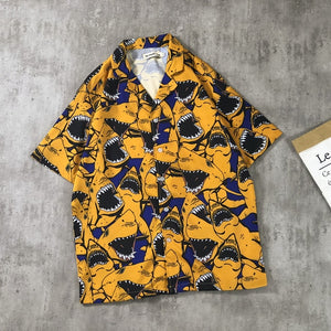 OSCN7 2019 Casual Printed Short Sleeve Shirt Men Street 2019 Hawaii Beach Women Fashion Short Sleeve Shirts Harujuku Mens 416